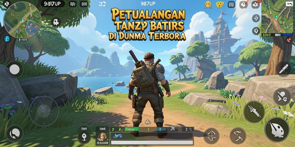 Gameplay 987UP menunjukkan momen eksplorasi di dunia terbuka.