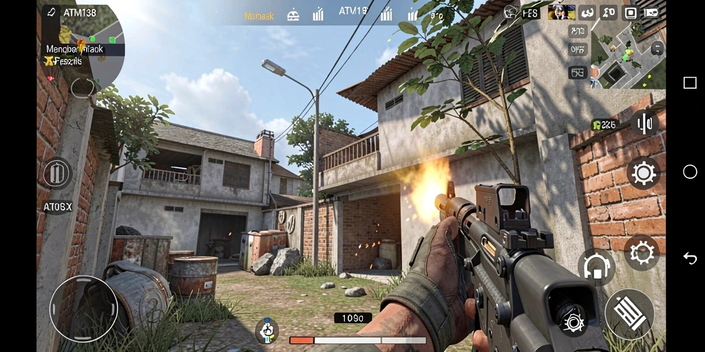 Tampilan gameplay seru dari ATM138 dalam aksi menembak.