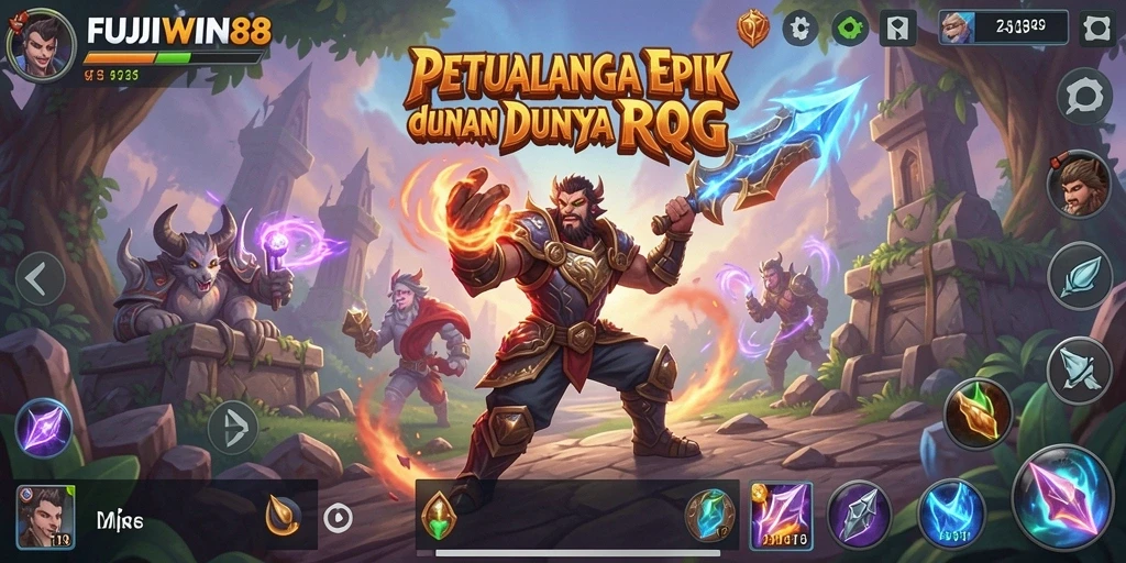 Tampilan gameplay epik dari FUJIWIN88 dalam petualangan RPG yang mendebarkan.