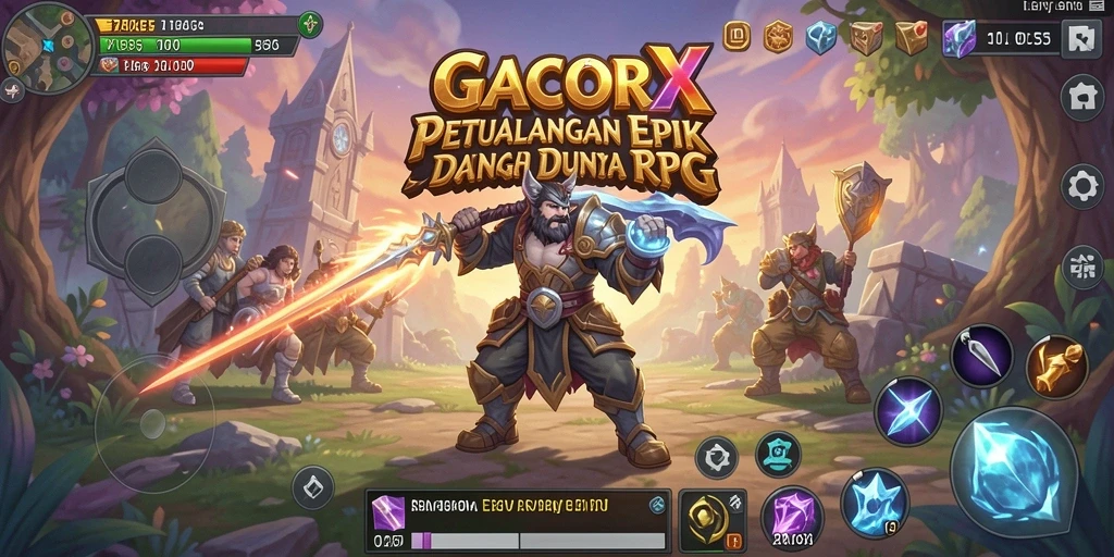 Tampilan gameplay seru dari GACORX yang penuh petualangan RPG.
