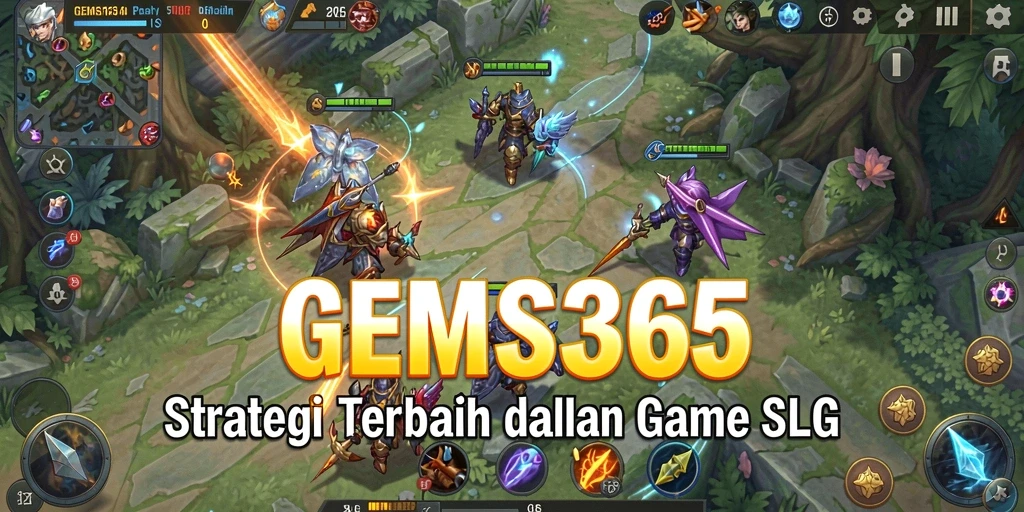 Screenshot gameplay GEMS365 yang menunjukkan strategi pertempuran yang mendebarkan.