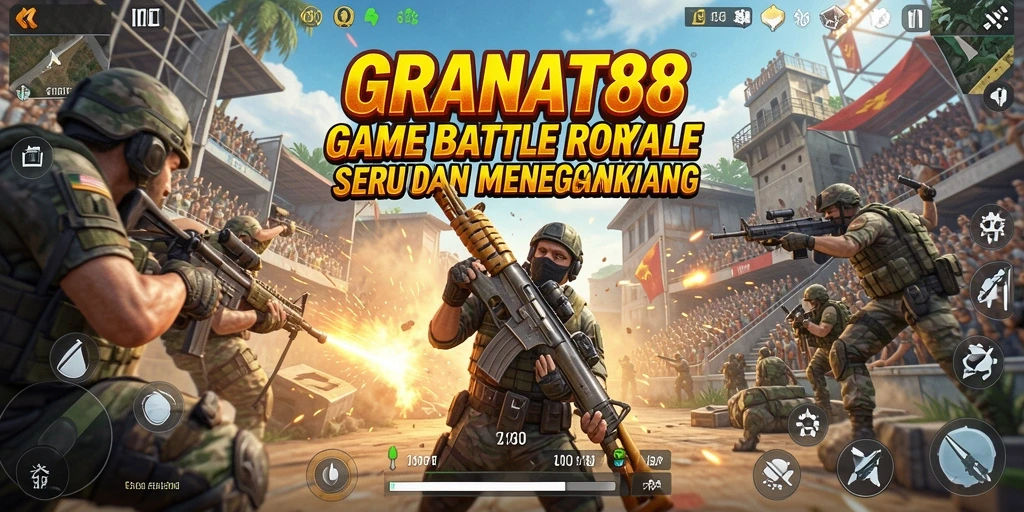 Tangkapan layar utama GRANAT88 menampilkan aksi mendebarkan di medan perang Battle Royale.