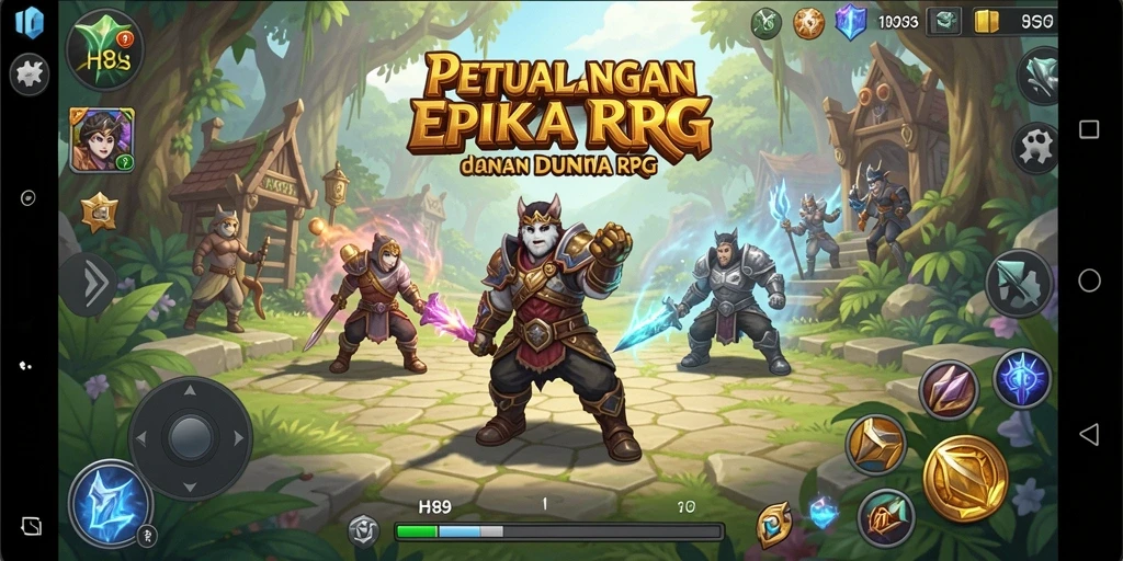 Tampilan gameplay RPG H89 dengan pertarungan seru dan grafis menakjubkan.