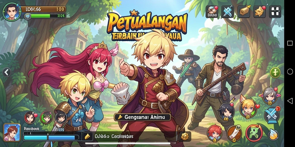 Screenshot gameplay yang menunjukkan karakter Anime dalam pertempuran seru.