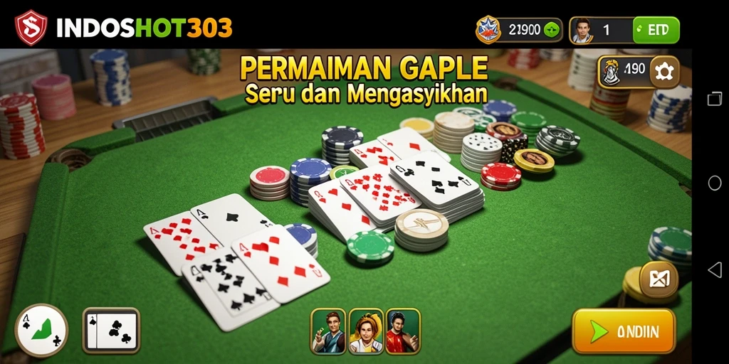 Tampilan seru gameplay Gaple di INDOSLOT303.