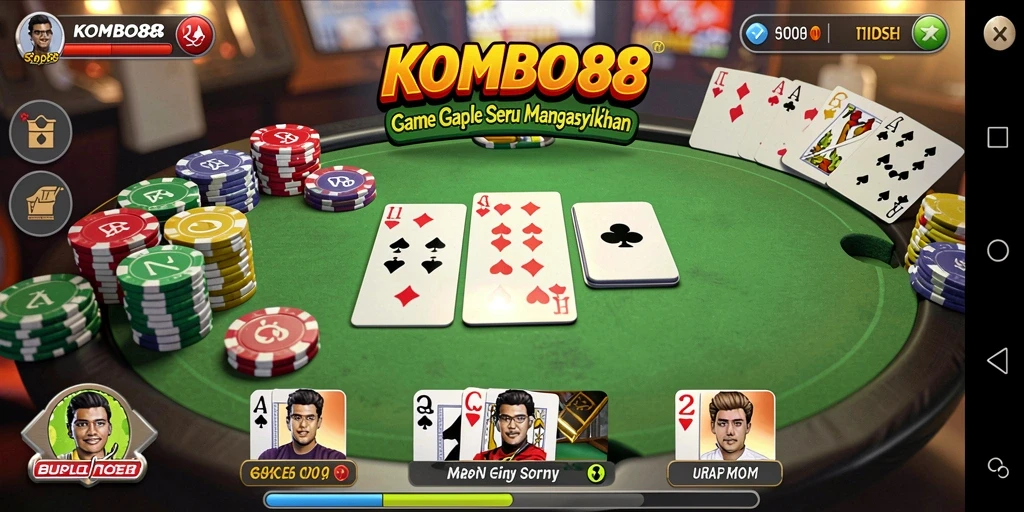 Tampilan gameplay seru dari KOMBO88 yang menampilkan strategi Gaple.