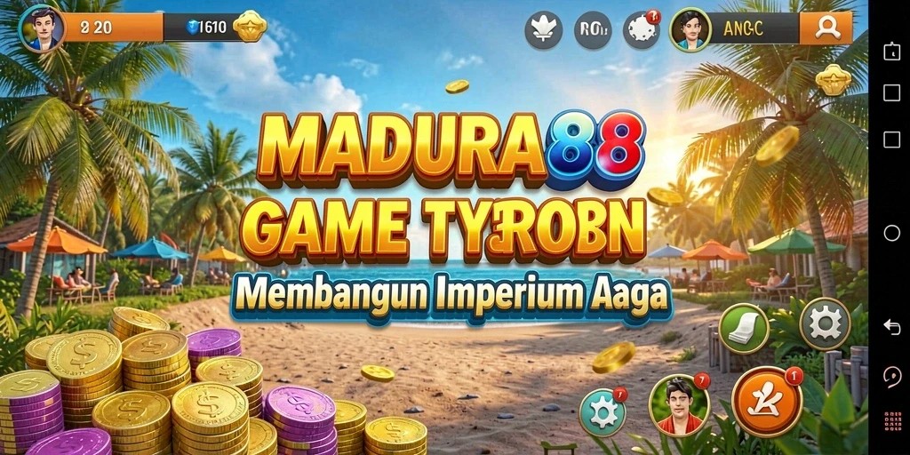 Screenshot gameplay <strong>MADURA88</strong> menunjukkan pembangunan bisnis yang seru dan interaktif.
