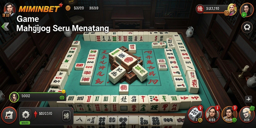 Screenshot gameplay MIMINBET dengan tampilan ubin Mahjong yang menarik.