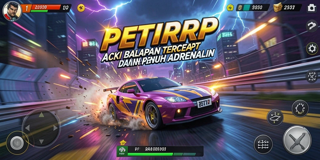 Tampilan permainan balapan yang mendebarkan dan penuh aksi.