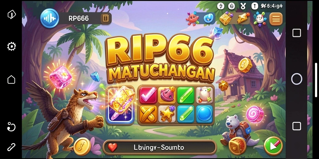 Screenshot gameplay RP66 menampilkan momen pencocokan warna di level Match-3.
