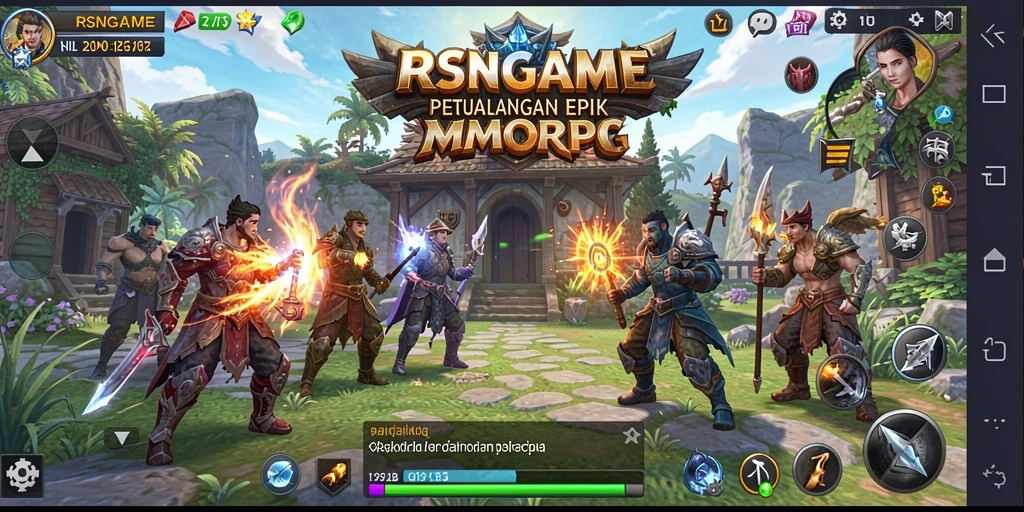 Tampilan gameplay RSNGAME yang epik dalam peperangan MMORPG.
