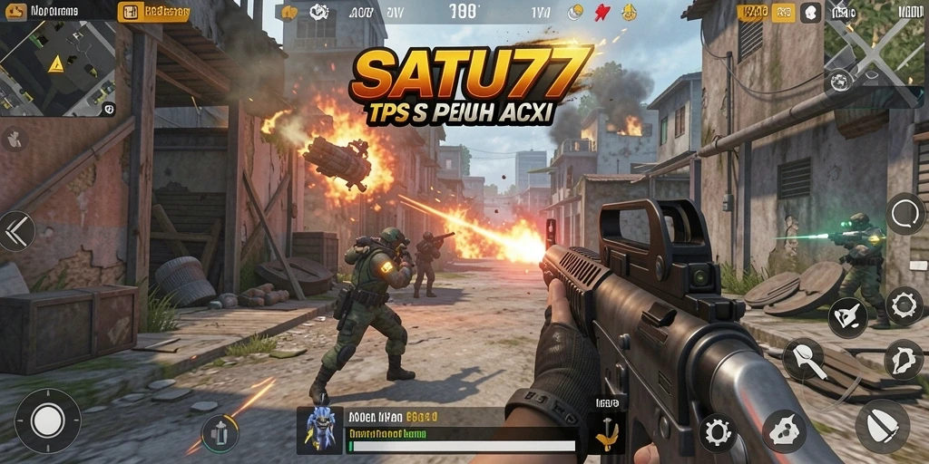 Tampilan seru dalam gameplay TPS SATU77.