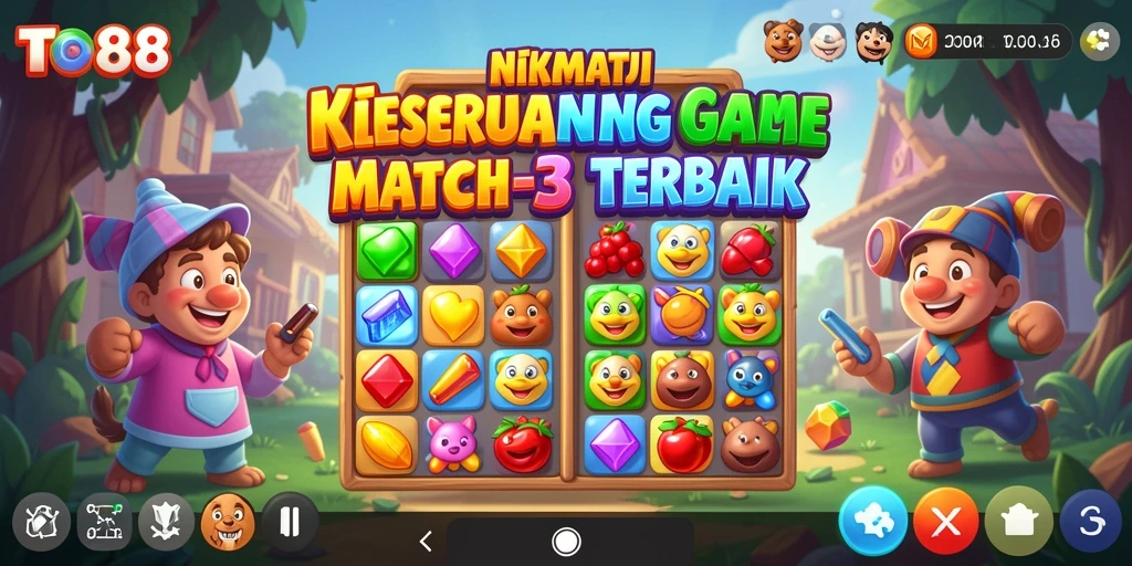 Tangkapan layar TO88 menunjukkan gameplay seru dalam mencocokkan elemen.