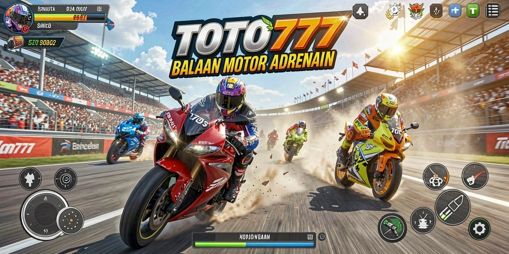 Tampilan gameplay balapan motor yang penuh aksi.