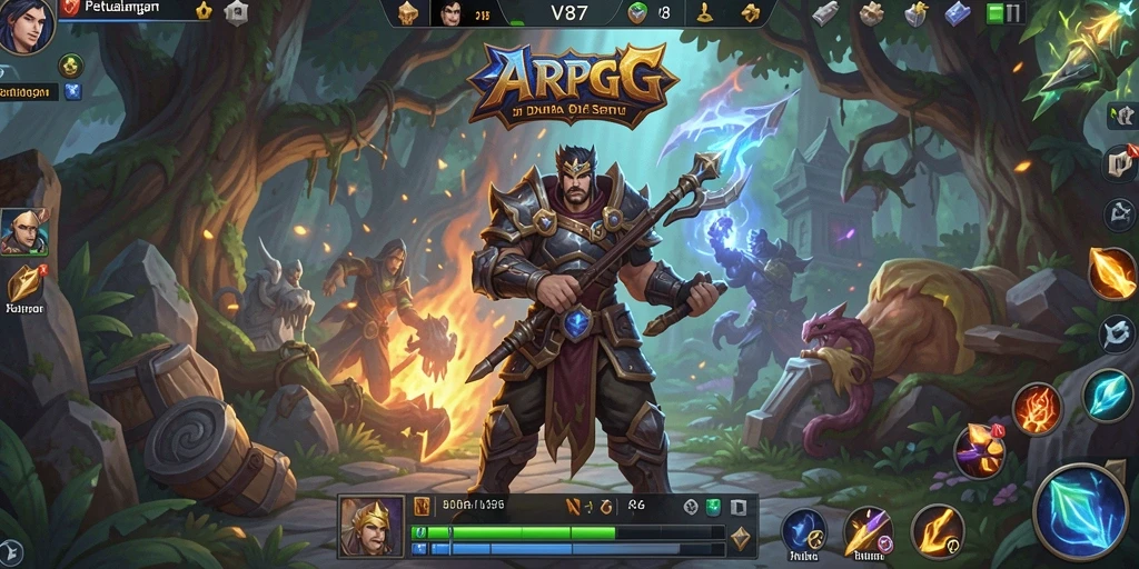 Tangkapan layar V87 menampilkan aksi tempur yang mendebarkan dalam dunia ARPG.