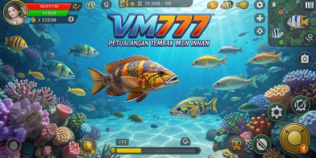 Tampilan game Tembak Ikan VM777 yang penuh aksi.
