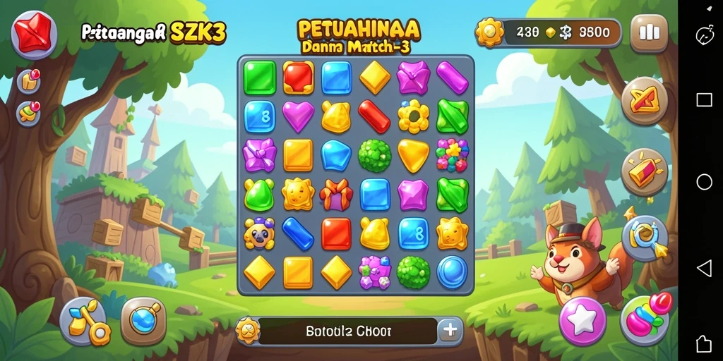 Tampilan gameplay ZK3 dengan permata berwarna-warni yang menantang.